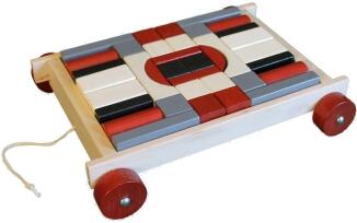 Baukasten – farbenfroher Bauwagen mit Steinen – BxHxT ca. 30x25x6 cm