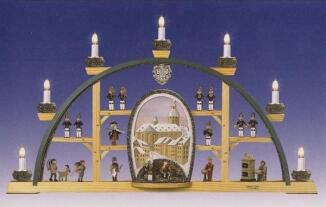 Schwibbogen Annaberg St. Annen braunes Bild elektrisch BxHxT 70x40x5cm