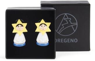 Ohrringe – zauberhafte Sterntaler mit filigraner Bemalung, bunt – Höhe ca. 2,7 cm