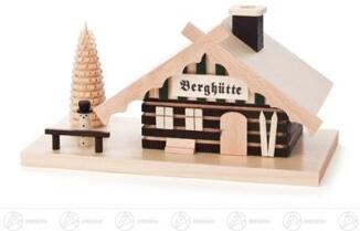 Räucherhaus – verträumte Berghütte mit Schornstein und Fensterläden, naturfarben – BxHxT = 16 x 8 x 
