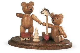 Bärensammelfigur spielende Bärenkinder mit Holzspielzeug von Kleinkunst aus dem Erzgebirge®, zwei