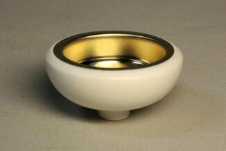 Kerzenhalter – Teelichtadapter für 14-mm-Pyramidenkerzen, weiß, aus Holz – BxHxT = 4 x 2,5 x 4 cm