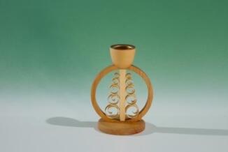 Kerzenhalter – Spanbaum im Holzring natur detailreich – HxBxT ca. 6,5 x 6 x 6 cm