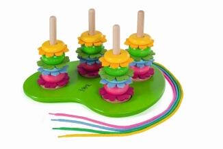 Holzspielzeug - farbenfrohes Steckspiel „Flowerpower“ - LxBxH 310x245x100mm