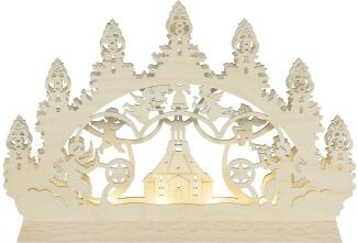 Mini-Lichterbogen – zauberhafte Seiffener Kirche mit verschneiten Häusern, warmweiße LED-Streifen