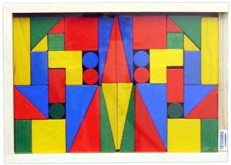 Holzspielzeug - farbenfroher Baukasten Piccolo 46 - BxHxT 23x16x3cm