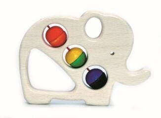 Greifring – liebevoller Elefant mit bunten Perlen aus Buchenholz – BxHxT 10,5 x 8 x 1,8 cm