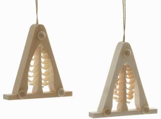 Christbaumschmuck – filigrane Holzanhänger mit Spanbaum im 2er-Set, naturbelassenes Lindenholz –