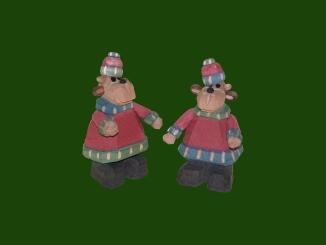 Elchfigur – fröhlich-bunte Holzschnitzerei mit kindlichem Charme, handbemalt – BxHxT = 3 x 9 x 5 cm