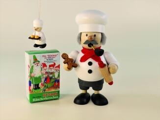 Räuchermann – detailverliebter Bäcker mit Brötchentüte und Baumbehang, handbemalt – inkl.