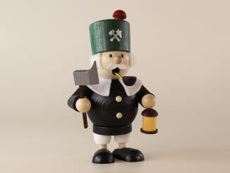Räuchermann – traditioneller Bergmann mit Helm und Tabakspfeife, naturfarben-schwarz – BxH = 8 x