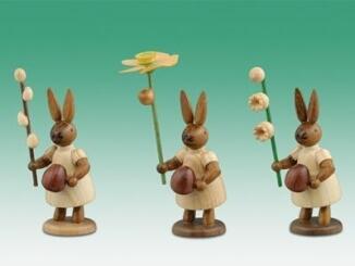 Osterdekoration Osterhasen 3tlg. mit Blumen Höhe 7,5cm