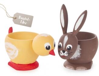 Bastelsatz Eierbecher Hase & Küken BxHxT 6,7x11x4,6mm