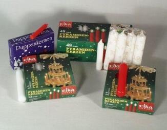 Ersatzkerzen naturfarben für Pyramiden und Schwibbögen in Originalverpackung und lose, passend 11 cm