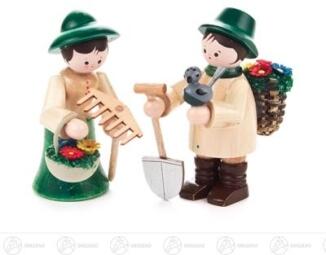 Miniatur Gärtnerpaar farbig Höhe ca 5,5 cm
