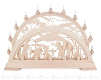 Schwibbogen mit Christi Geburt doppelt, elektrisch beleuchtet Breite x Höhe x Tiefe 73 cmx53 cmx6 cm