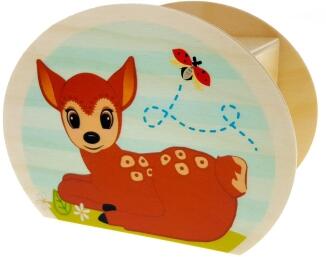 Spardose – mit tollem farbigen Reh-Motiv mit Schloss und Schlüssel – BxHxT 6,5 x 8,5 x 11,5 cm