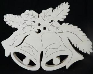 Fensterbild – filigranes Glockenpaar mit sanfter Beleuchtung, naturfarben – BxHxT = 35 x 26 x 4 cm