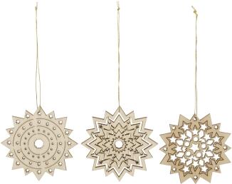 Baumbehang – filigrane, handgefertigte Eissterne in eleganter Weiß-Optik, 3er-Set – BxHxT = 8 x 8 x 