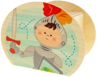 Spardose – buntes Rittermotiv mit Schwert, liebevoll gestaltet, mit Schloss und Schlüssel – BxHxT