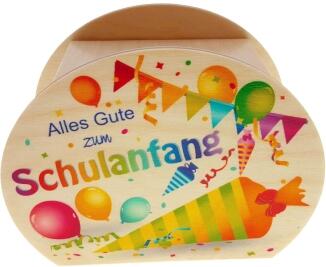 Spardose – mit tollem Schulanfangsmotiv und Schloss mit Schlüssel – BxHxT 11,5 x 8,5 x 6,5 cm