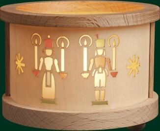 Teelichtlaterne – liebevoll gestalteter Engel und Bergmann, naturbelassen mit farbiger Transparenz –