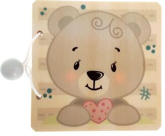 Holzspielzeug – liebevoll gestaltetes Bilderbuch mit farbigen Bärenmotiven – BxHxT 9 x 9 x 1,5 cm