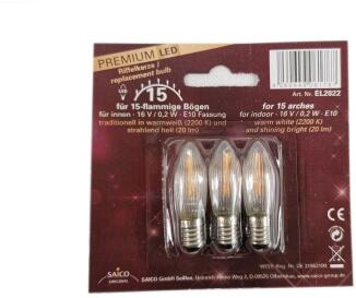 Ersatzbirne – energiesparende LED-Riffelkerze, warmweiß 2200K, passend für 15-flammige Schwibbögen, 