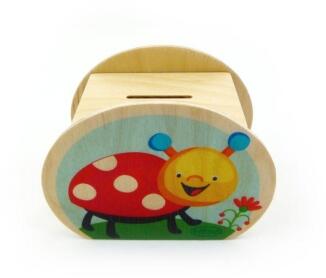 Spardose – fröhlicher Frosch mit Käfer mit Schloss und Schlüssel – BxHxT 11,5 x 8,5 x 6,5 cm