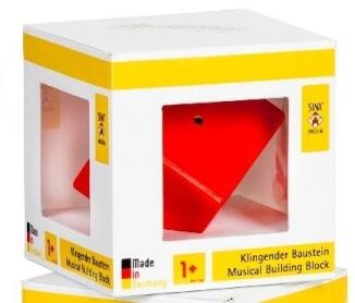 Holzspielzeug - Roter Klingender Baustein - BxHxT 7x7x7cm