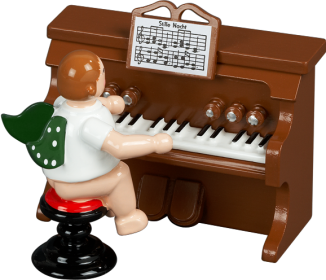 Holzfigur Engel am Harmonium ohne Krone Höhe 6cm