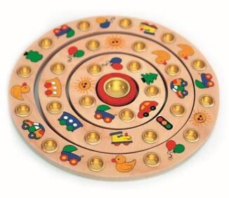 Geburtstagsdekoration – farbenfrohe Holzringe mit 26 Kerzentüllen – BxHxT 21,5 x 2 x 21,5 cm