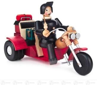 Räuchermann – detailreicher Trikefahrer mit bunter Mütze und originellem Lenker, handbemalt – BxHxT 