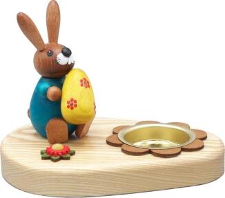 Osterdekoration Teelichthalter Hase mit Ei bunt BxHxT 10x7x7cm