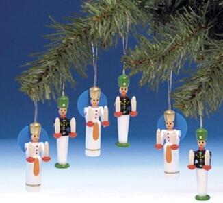 Baumbehang – filigrane Engel und Bergmann, bunt lackiert mit Kerze und Laterne – H = 5,5 cm