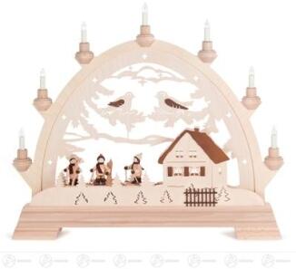 Schwibbogen Rundbogen mit Skifahrern, elektrisch beleuchtet Breite x Höhe x Tiefe 42,5 cmx48 cmx6,5 