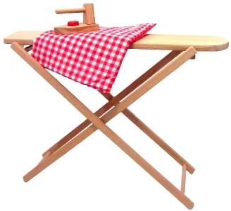 Kinderbügelbrett – klappbares Holzbrett „Julchen“ aus Buche ohne Bügeleisen– BxHxT ca. 18x49x54 cm