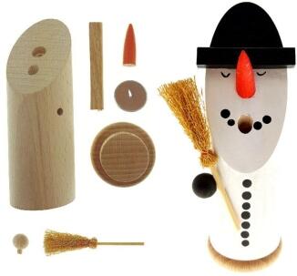 Räuchermann – fröhlicher Schneemann mit Besen als Bastelset – BxHxT 5 x 13 x 5 cm