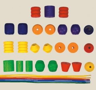Holzspielzeug - bunte Schmuck-Holzperlen - LxBxH 90x90x210mm