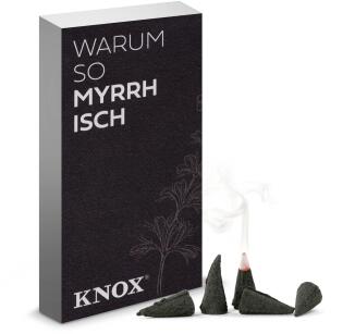 Räucherkerzen – traditionell handgefertigt mit humorvollem Spruch, tiefschwarz mit Myrrhe-Duft –