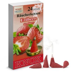 Räucherkerzen – fruchtig verführerische Erdbeere, handgefertigt aus dem Erzgebirge – BxHxT = 6,5 x