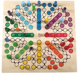 Brettspiel – farbenfrohes „Raus mit Dir“ für 8 Spieler – BxHxT 30 x 4 x 30 cm