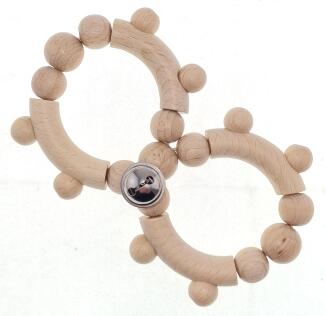 Babyspielzeug – liebevolle Holzrassel in 8-Form mit Kugeln – BxHxT 8 x 14 x 2 cm