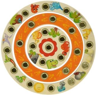 Geburtstagsringe – mit farbenfrohe Dinosaurier-Motiven und 26 Metalltüllen für Kerzen – BxHxT 21,5 x