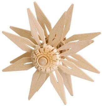 Christbaumspitze – Holzstern Erzgebirge naturfarben mit Ringelbäumchen – Ø ca. 21 cm