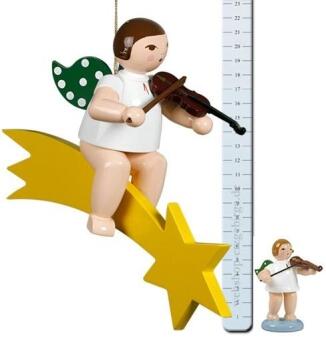 Fensterbild Engel auf Schweif mit Geige ohne Krone Höhe 25cm