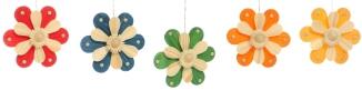 Strauchbehang – Farbenfrohe, handgefertigte Frühlingsblüten aus Holz im 5er-Set für Osterstrauch -