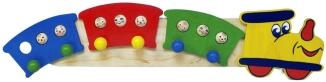 Garderobe farbenfrohe Eisenbahn aus Holz mit sechs Haken von Hess Holz Spielzeug, handgefertigt, 52 