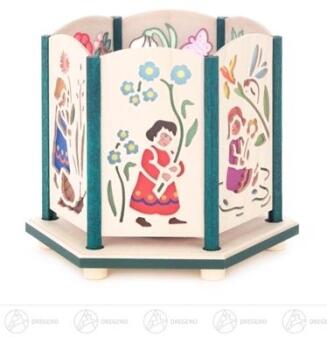 Teelichthalter mit Blumenkindermotiven Breite x Höhe x Tiefe 11 cmx8,5 cmx11 cm