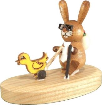 Osterdekoration Osterhase mit Küken natur Höhe 5cm